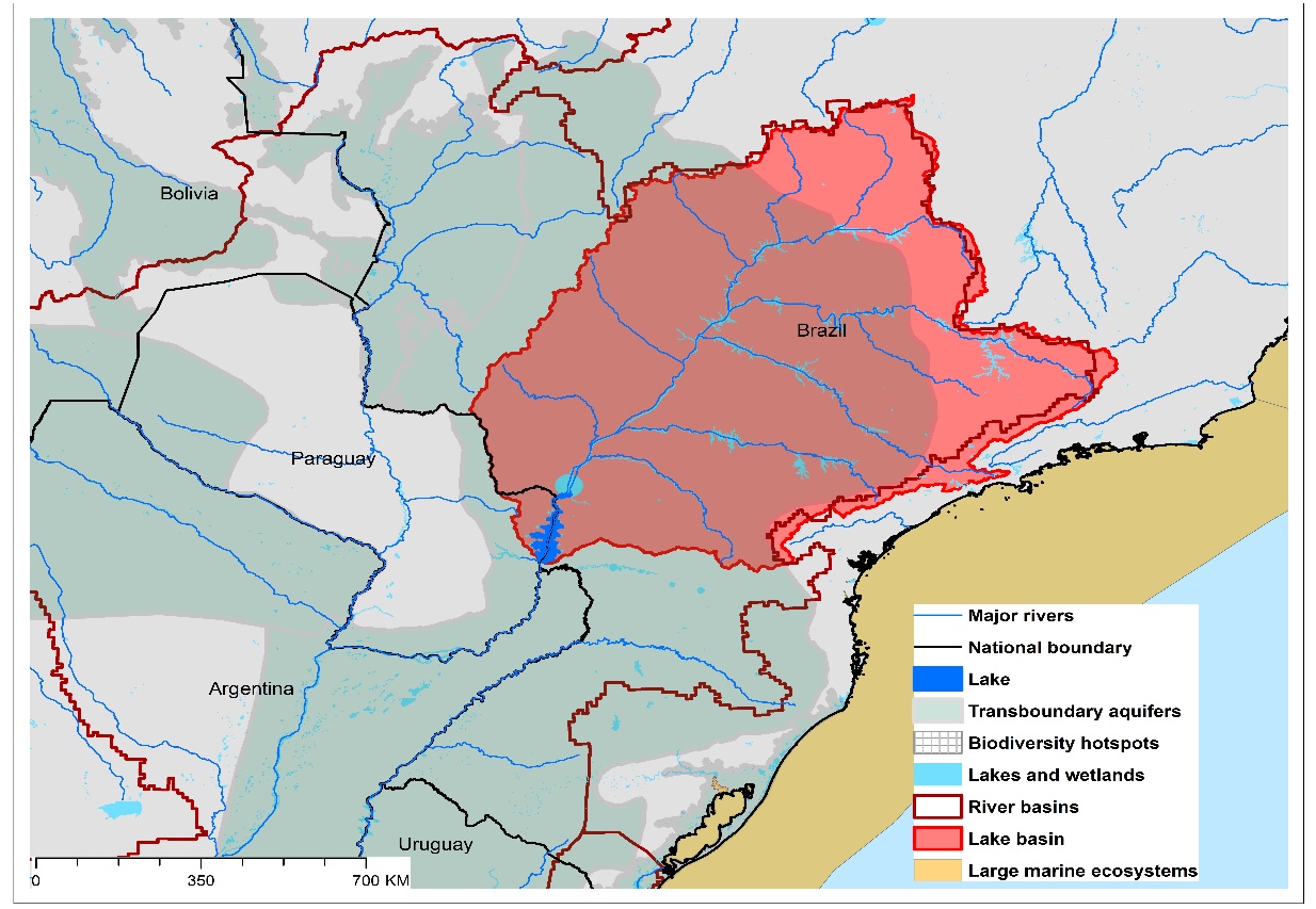 (a)Lake Itaipu basin and associated  transboundary water systems